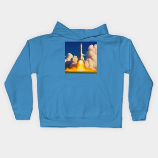 Vintage Space Rocket Launch Kids Hoodie